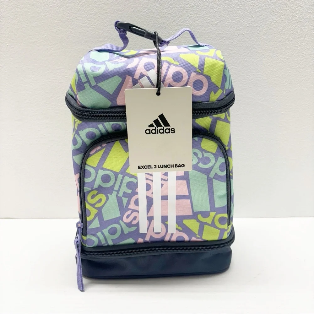 NWT Adidas Excel 2 Insulated Lunch Bag Light Purple Onix Multi Collage